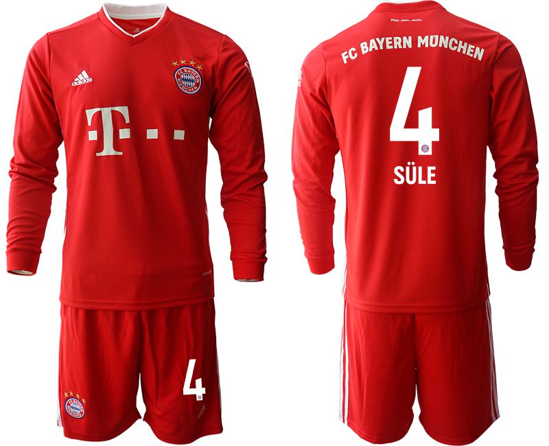 Men 2020-2021 club Bayern Munich home long sleeves #4 red Soccer Jerseys->bayern munich jersey->Soccer Club Jersey